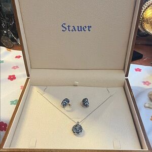 925 Sterling Silver and Blue Stauer Jewelry Set in Box